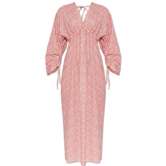 Birgitte Herskind Ryan Red Liberty Floral Organic Cotton Midi Dress Cottagecore - Picture 3 of 12